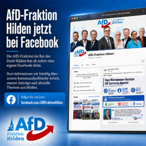 Mehr über den Artikel erfahren AfD-Fraktion Hilden jetzt bei Facebook