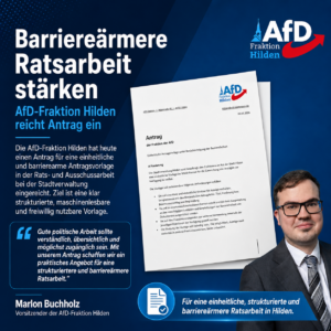 Mehr über den Artikel erfahren AfD-Fraktion Hilden setzt sich für barriereärmere Ratsarbeit ein