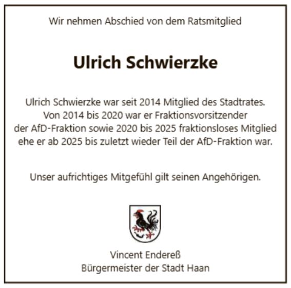Mehr über den Artikel erfahren Wir trauern um Ulrich Schwierzke